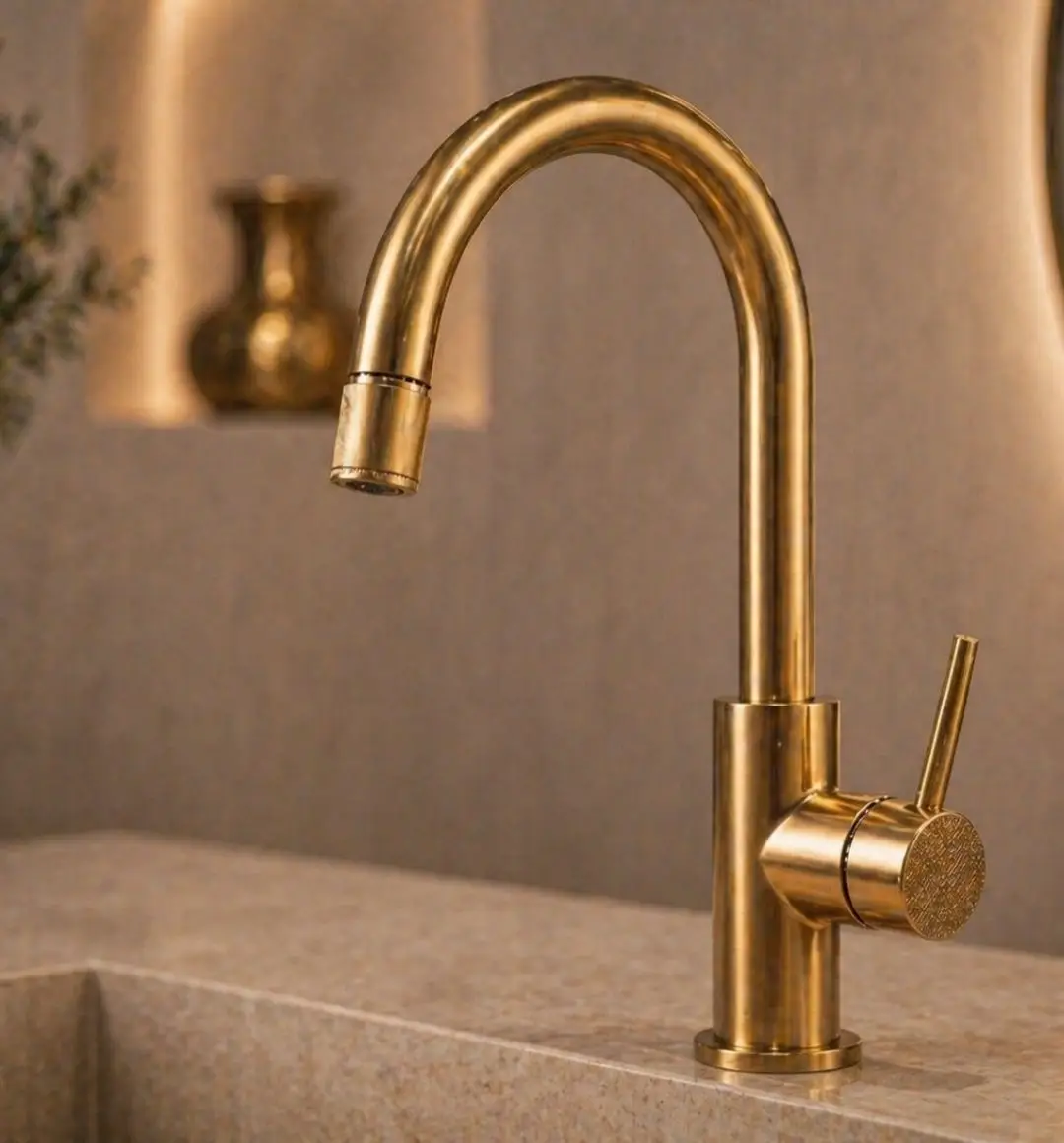 Modern Moroccan brass kitchen faucet by TAFOST with minimalist design and high quality finish