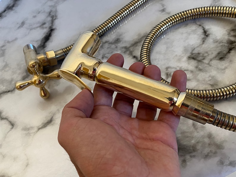 Handcrafted Brass Kitchen Hand Sprayer, Unlacquered Brass Side Sprayer, Handheld - Image 3