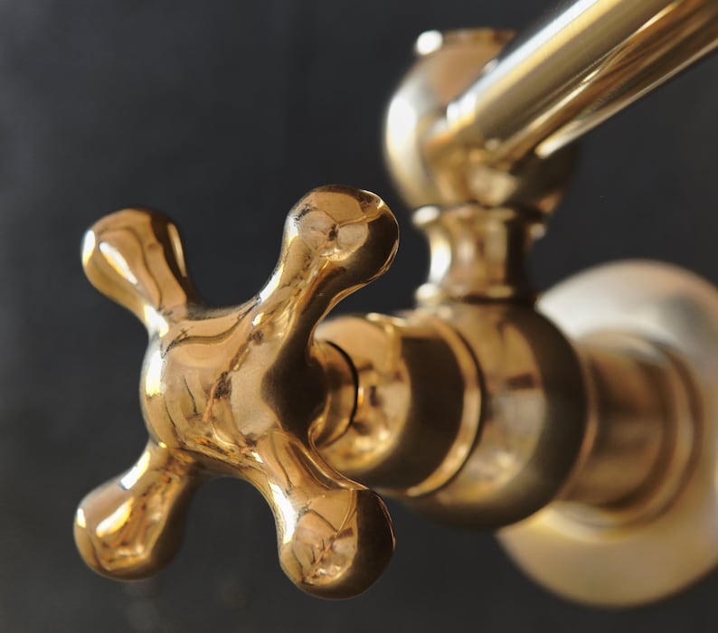 Unlacquered Brass Wall Mount Pot Filler, Kitchen Faucet - Image 7