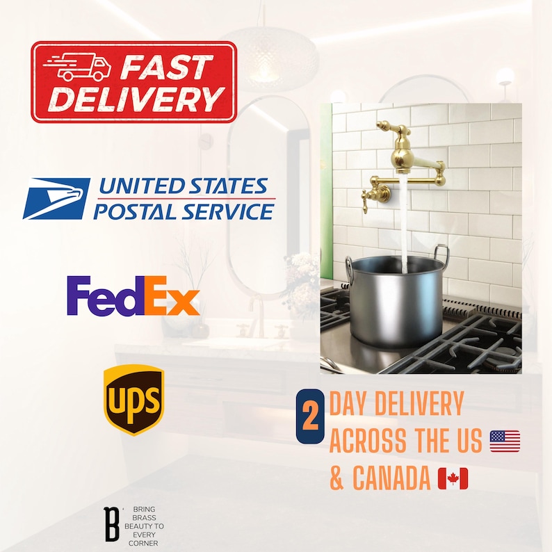 Unlacquered Brass Wall Mount Pot Filler, Kitchen Faucet - Image 10