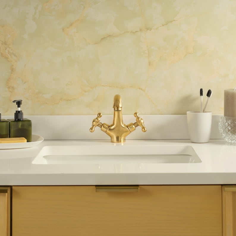 SingleHole Bathroom Faucet Unlacquered Brass - Image 4
