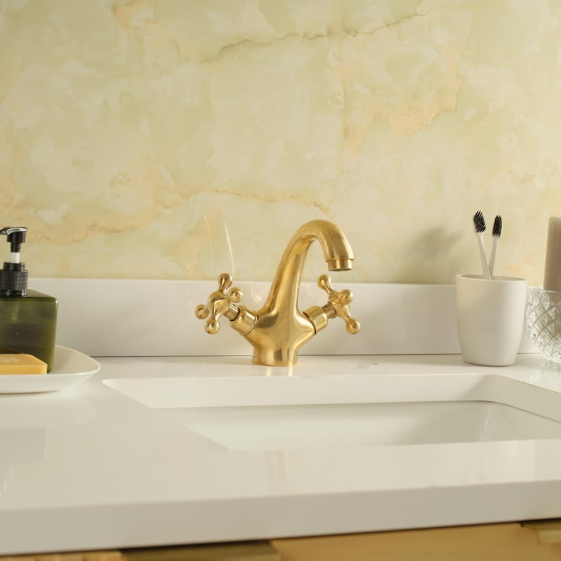 SingleHole Bathroom Faucet Unlacquered Brass - Image 5