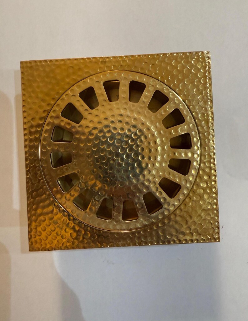 Unlacquered Brass Square Floor Drain Hammered Shower Drain with Removable - Image 4