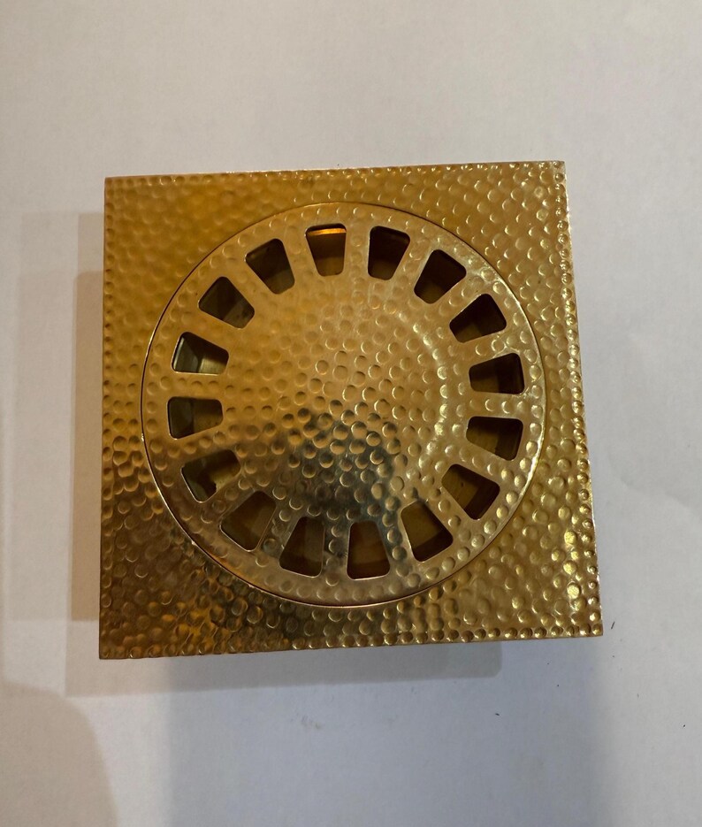 Unlacquered Brass Square Floor Drain Hammered Shower Drain with Removable - Image 6