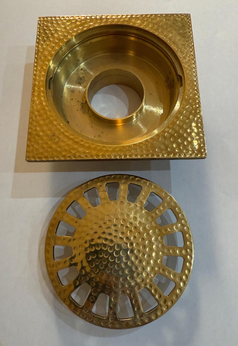 Unlacquered Brass Square Floor Drain Hammered Shower Drain with Removable - Image 3