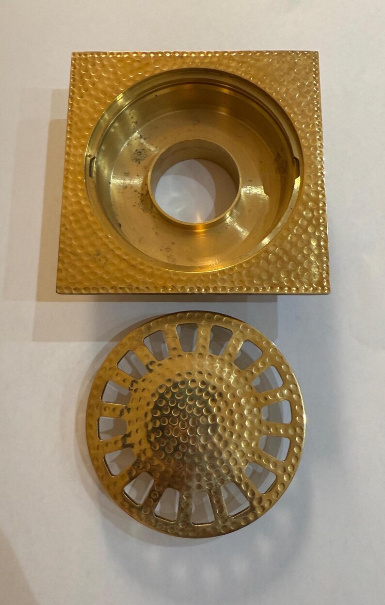 Unlacquered Brass Square Floor Drain Hammered Shower Drain with Removable - Image 5