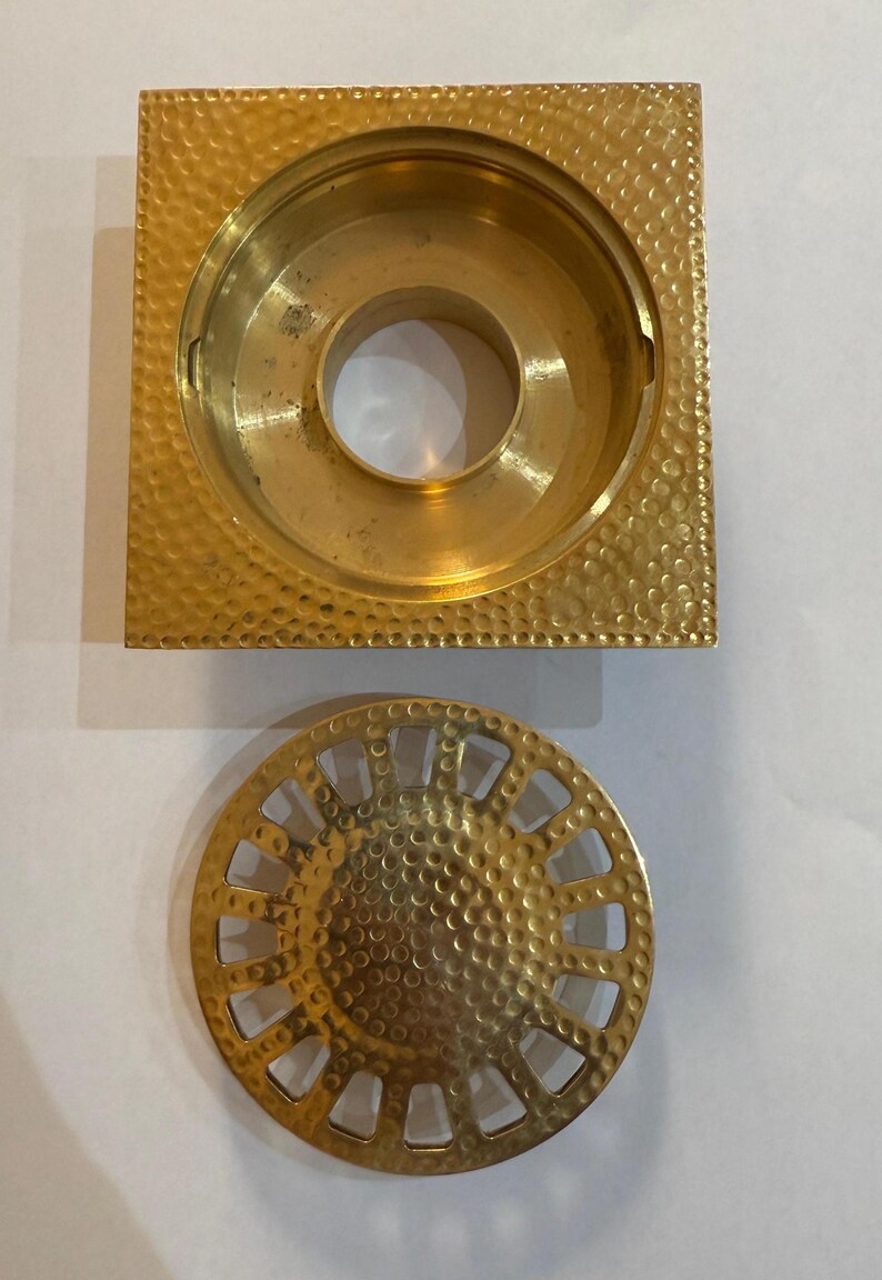 Unlacquered Brass Square Floor Drain Hammered Shower Drain with Removable - Image 7