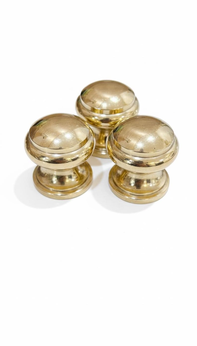 Unlacquered Solid Brass Ball Cabinet Knobs, Cabinet & Drawer Pull. - Image 3