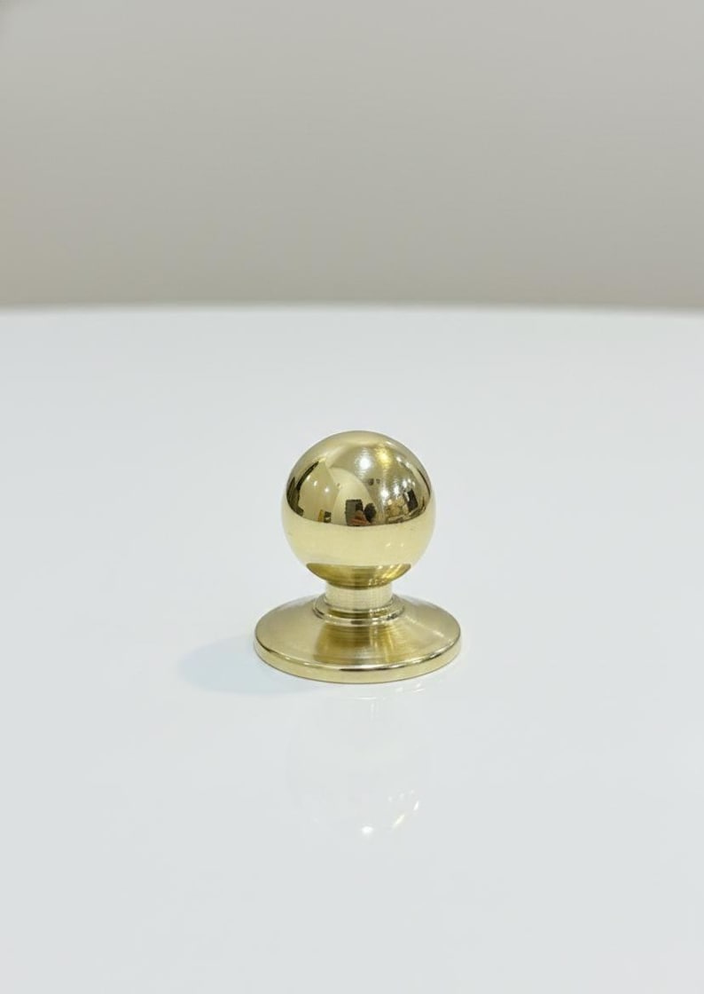 Unglazed Brass Ball Cabinet Knobs, Drawer Brass Knobs - Image 2