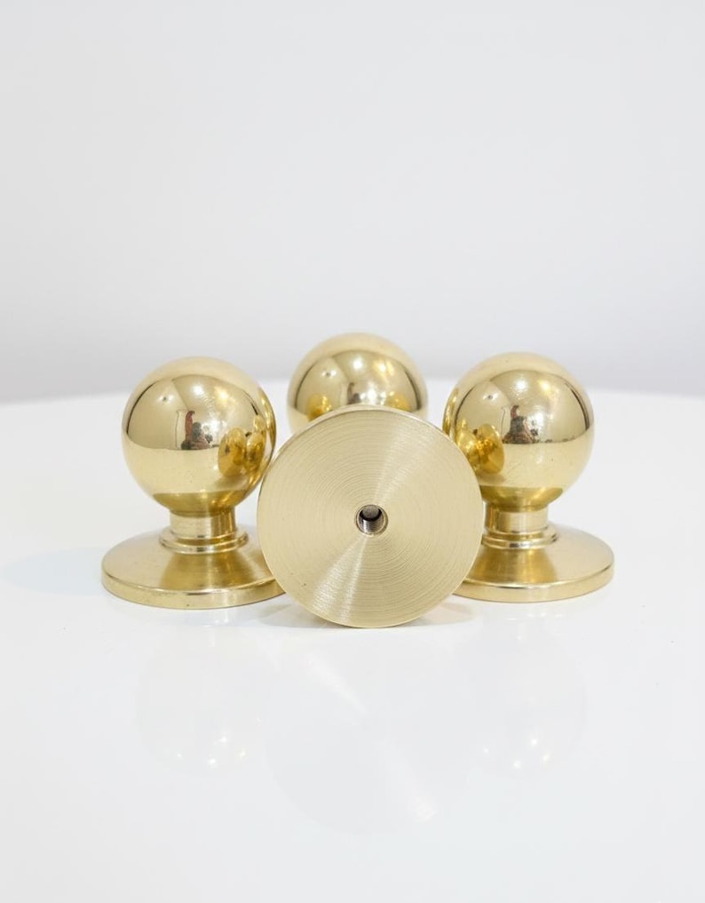 Unglazed Brass Ball Cabinet Knobs, Drawer Brass Knobs - Image 4