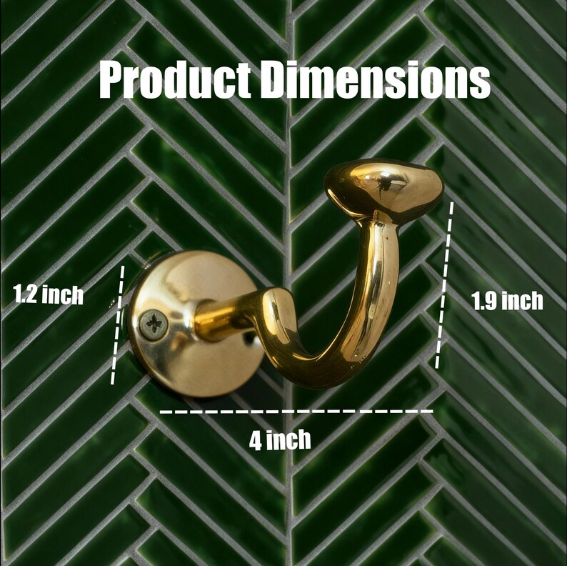 Handmade Unlacquered Brass Wall Hook, Vintage Style - Image 4