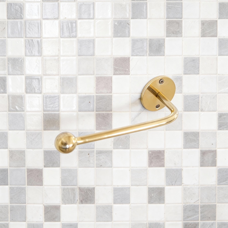 Handmade Unlacquered Brass Toilet Paper Holder, Moroccan Bathroom Decor - Image 2