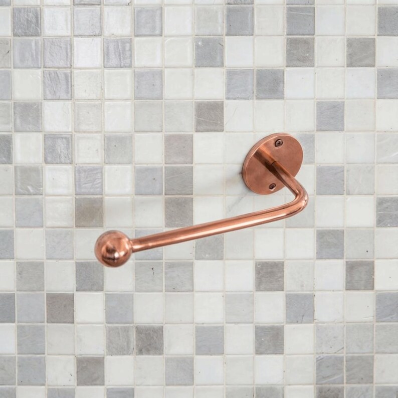 Handmade Unlacquered Brass Toilet Paper Holder, Moroccan Bathroom Decor - Image 3