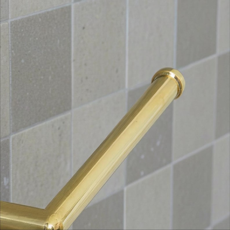 Handmade Unlacquered Brass Toilet Paper Holder Modern Minimalist Bathroom - Image 3