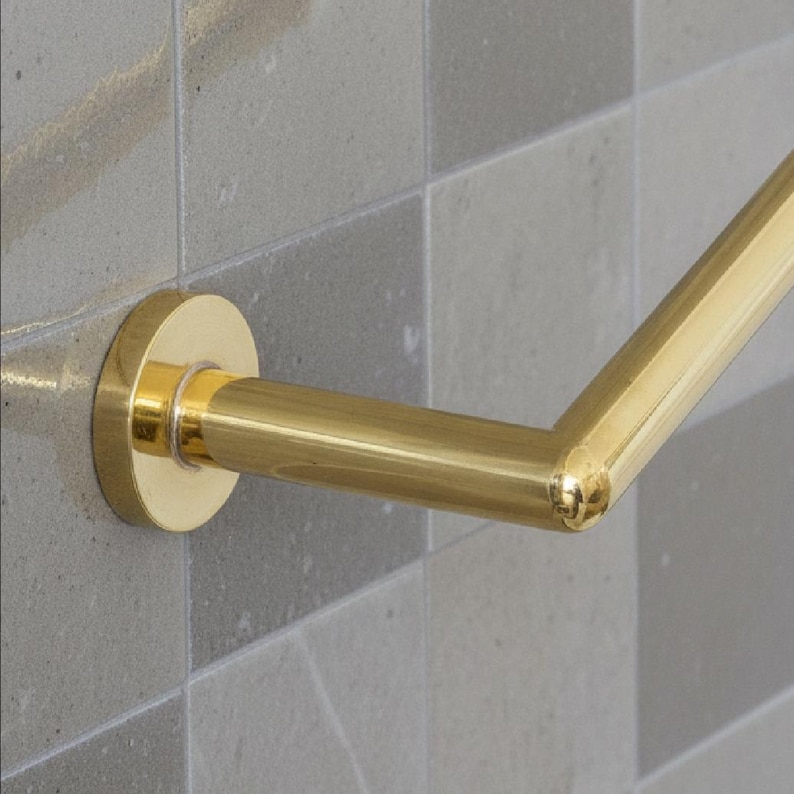 Handmade Unlacquered Brass Toilet Paper Holder Modern Minimalist Bathroom - Image 2