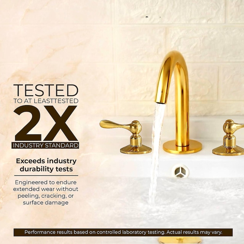 Unglazed Brass Bathroom Faucet – 3 Hole Widespread Vanity Tap - Image 8