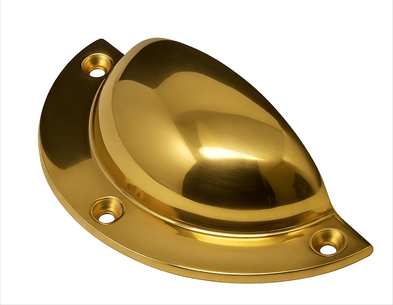 Brass Cup Pull Handles Farmhouse, Vintage Cabinet Hardware - Image 4