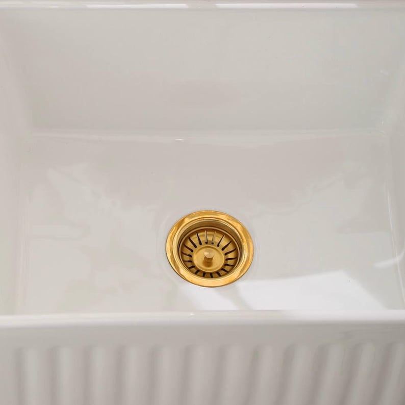 31/2" Kitchen Sink Basket Strainer Unlacquered Brass - Image 2