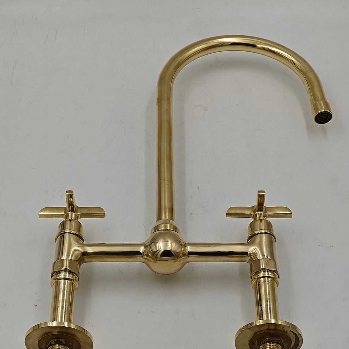 Unlacquered Brass Ball Center Kitchen Faucet - Image 2