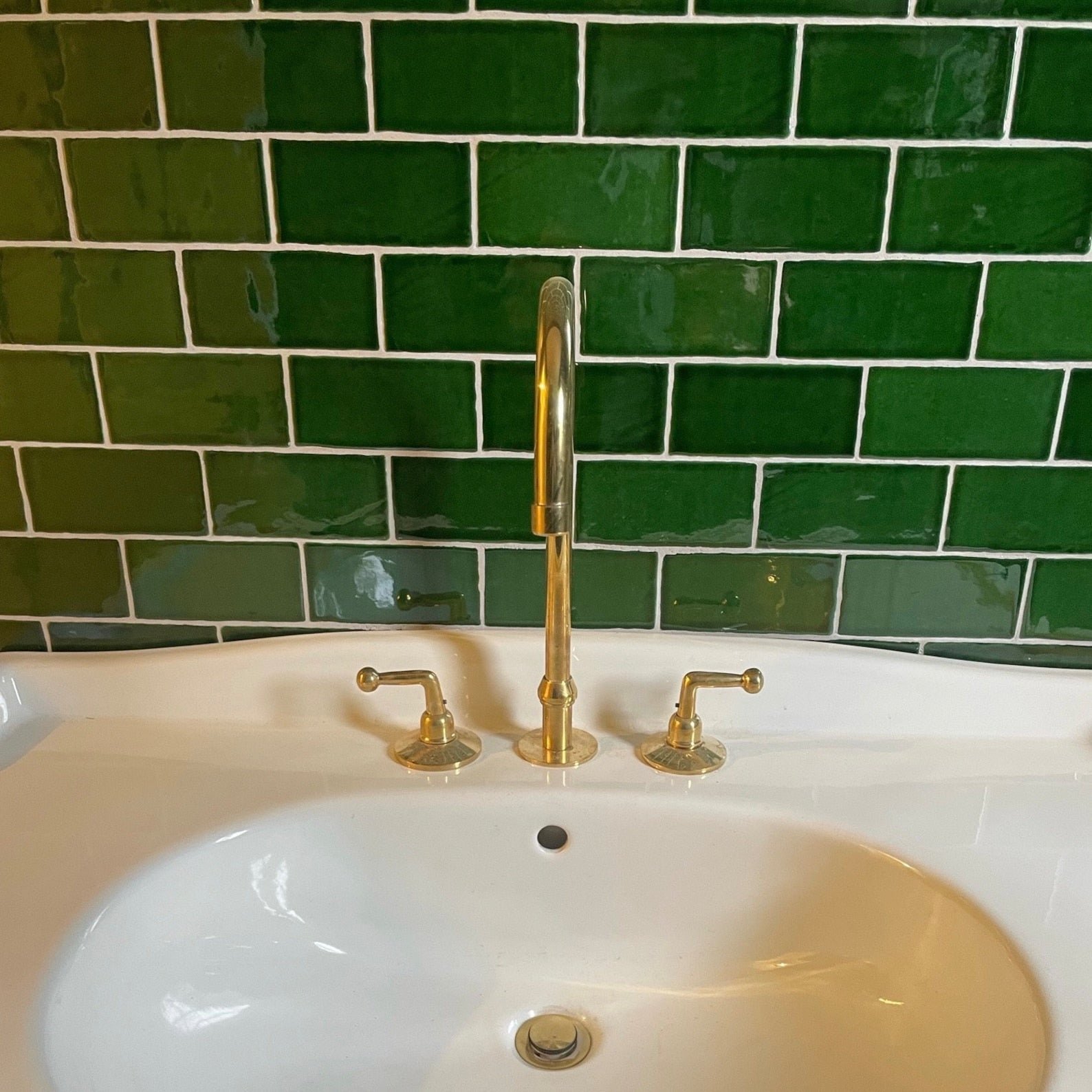 Unlacquered Brass Bathroom Sink faucet - Image 3