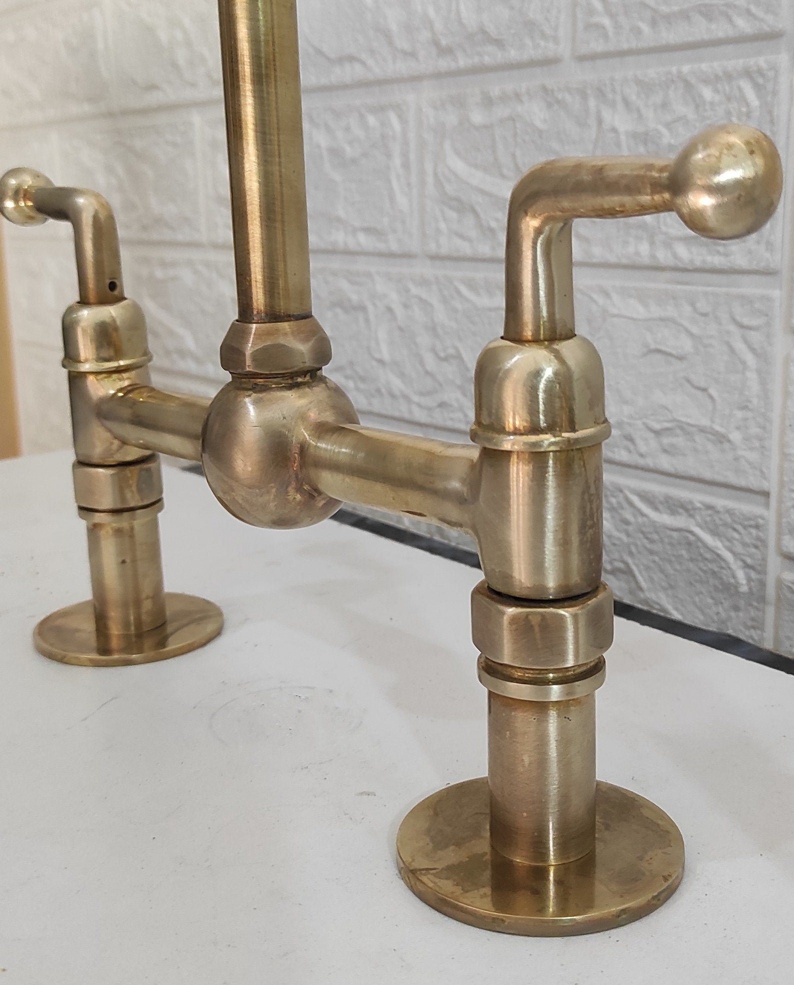 Unlacquered Brass Kitchen Faucet Lever Handles - Image 4