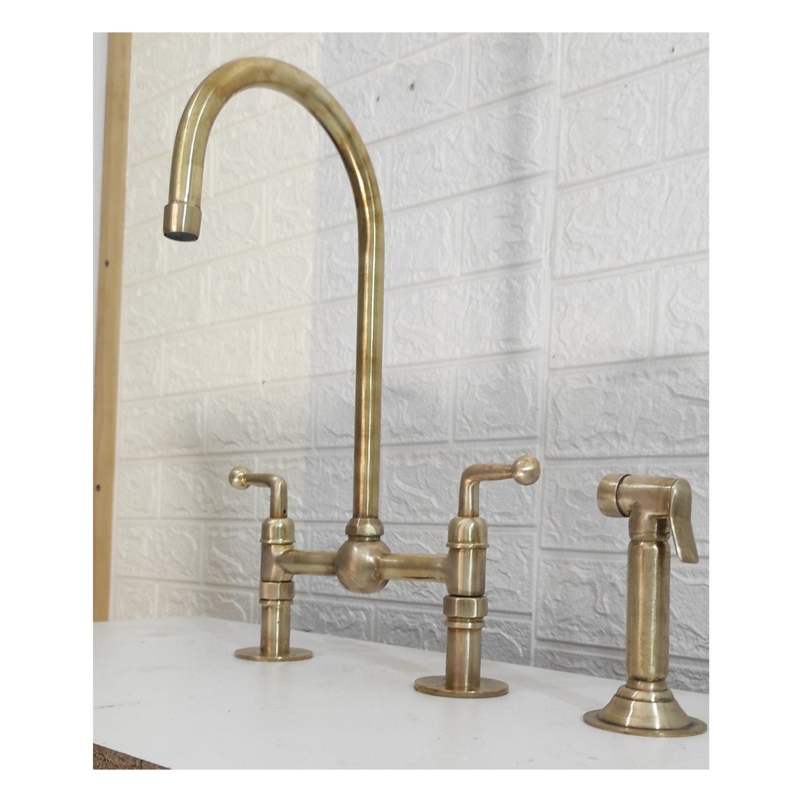 Unlacquered Brass Kitchen Faucet Lever Handles - Image 3
