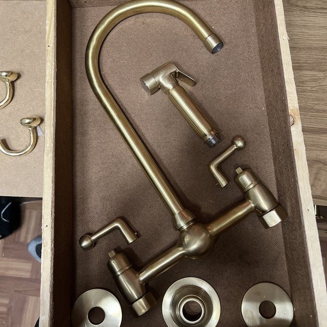 Unlacquered Brass Kitchen Faucet Lever Handles - Image 2