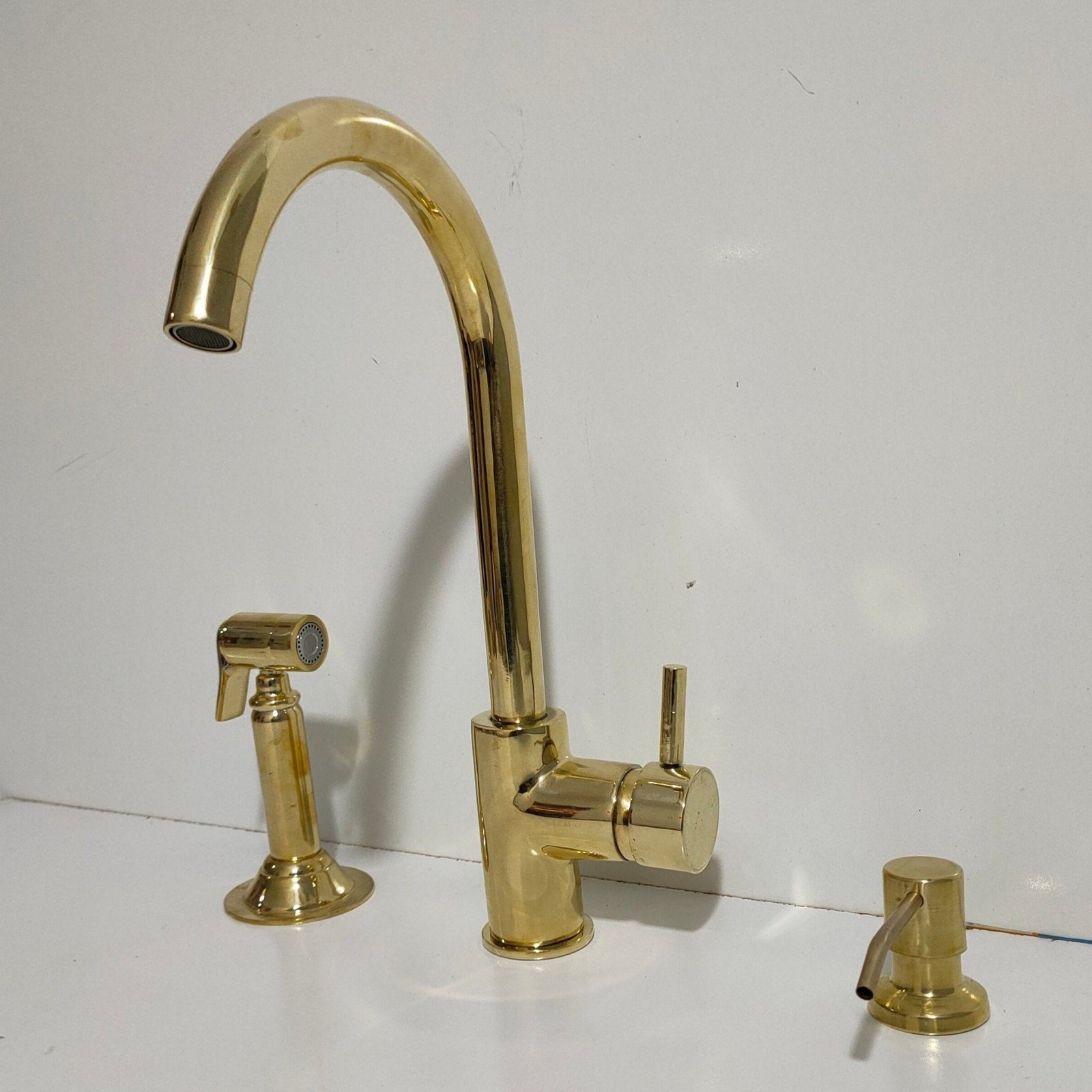 Unlacquered Brass Single Hole Kitchen Faucet - Image 5