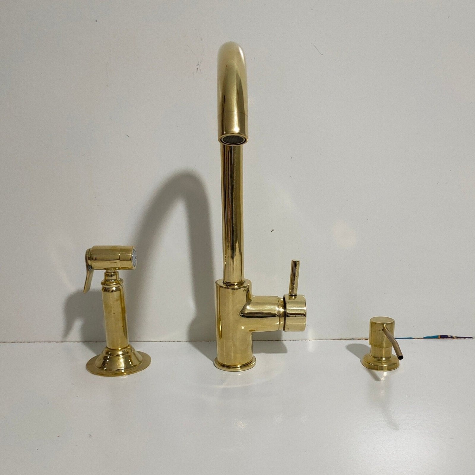 Unlacquered Brass Single Hole Kitchen Faucet - Image 2